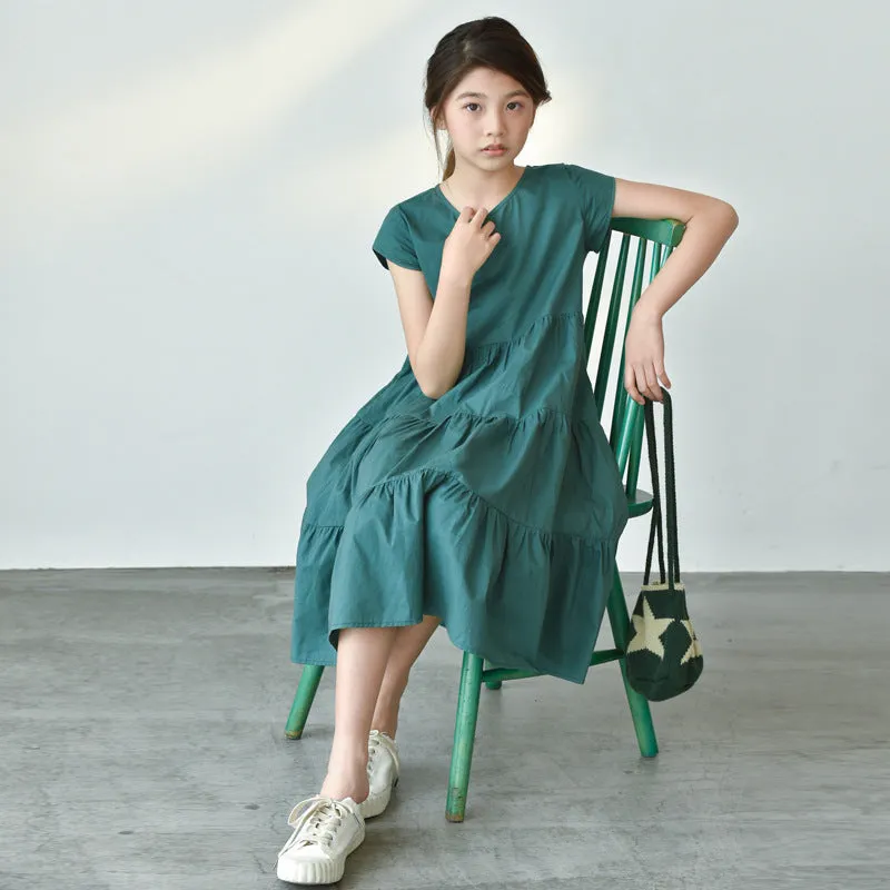 气质拼接连衣裙  Grace Tiered Ruffle Midi Dress