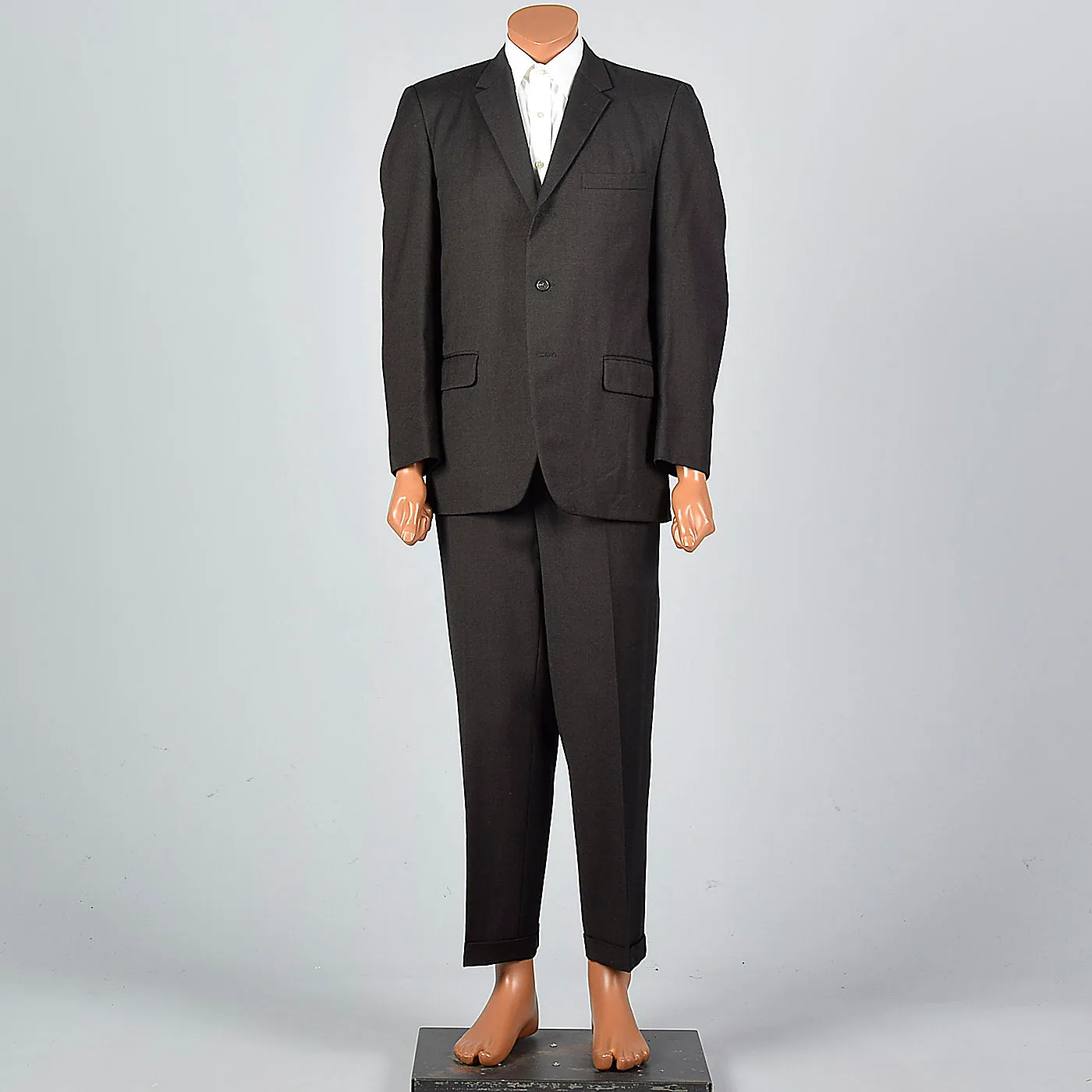 1960s Mens Brown and Black Two Piece Suit