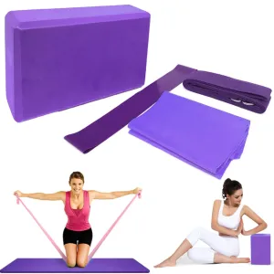 4Pcs Yoga Exercise Set Fitness Equipment Yoga Block Latex Stretch Band Resistance Ring Fitness