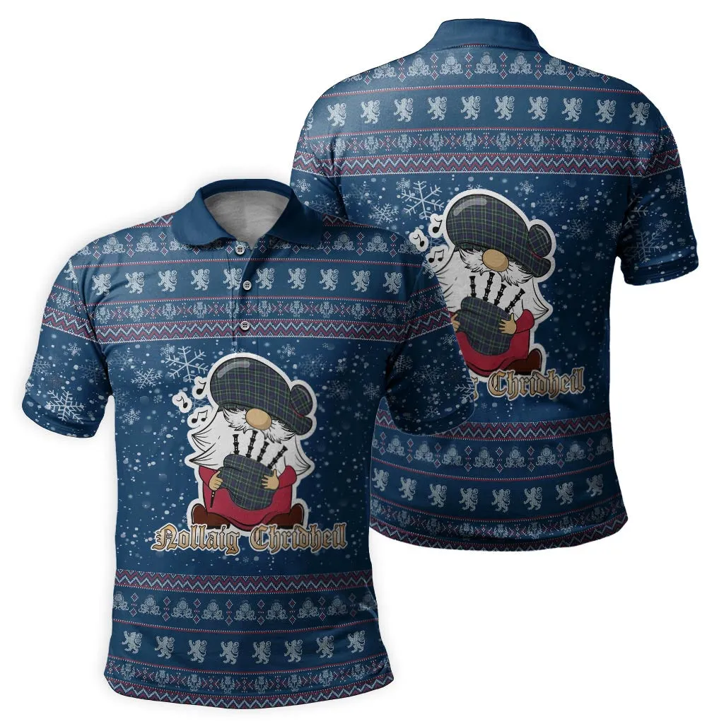 Allardice Clan Christmas Family Polo Shirt with Funny Gnome Playing Bagpipes