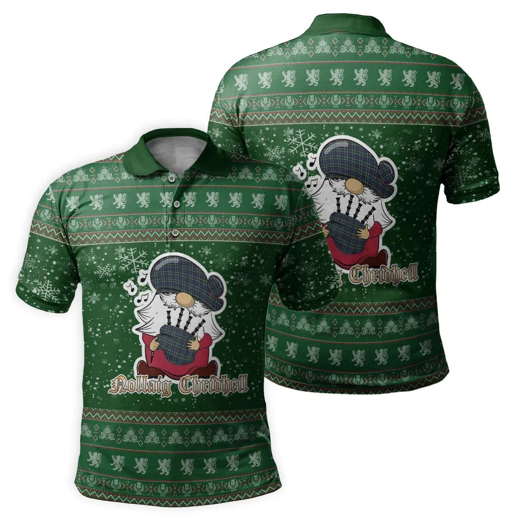 Allardice Clan Christmas Family Polo Shirt with Funny Gnome Playing Bagpipes