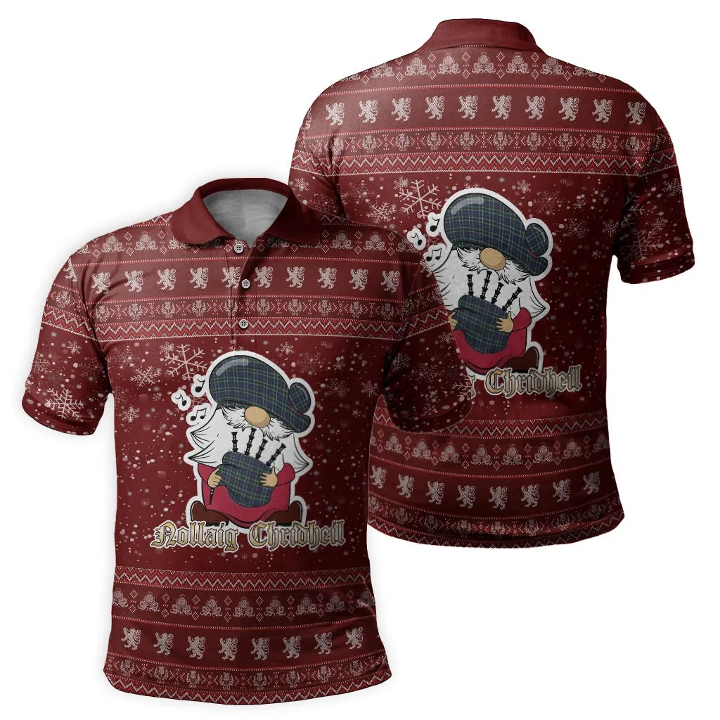 Allardice Clan Christmas Family Polo Shirt with Funny Gnome Playing Bagpipes