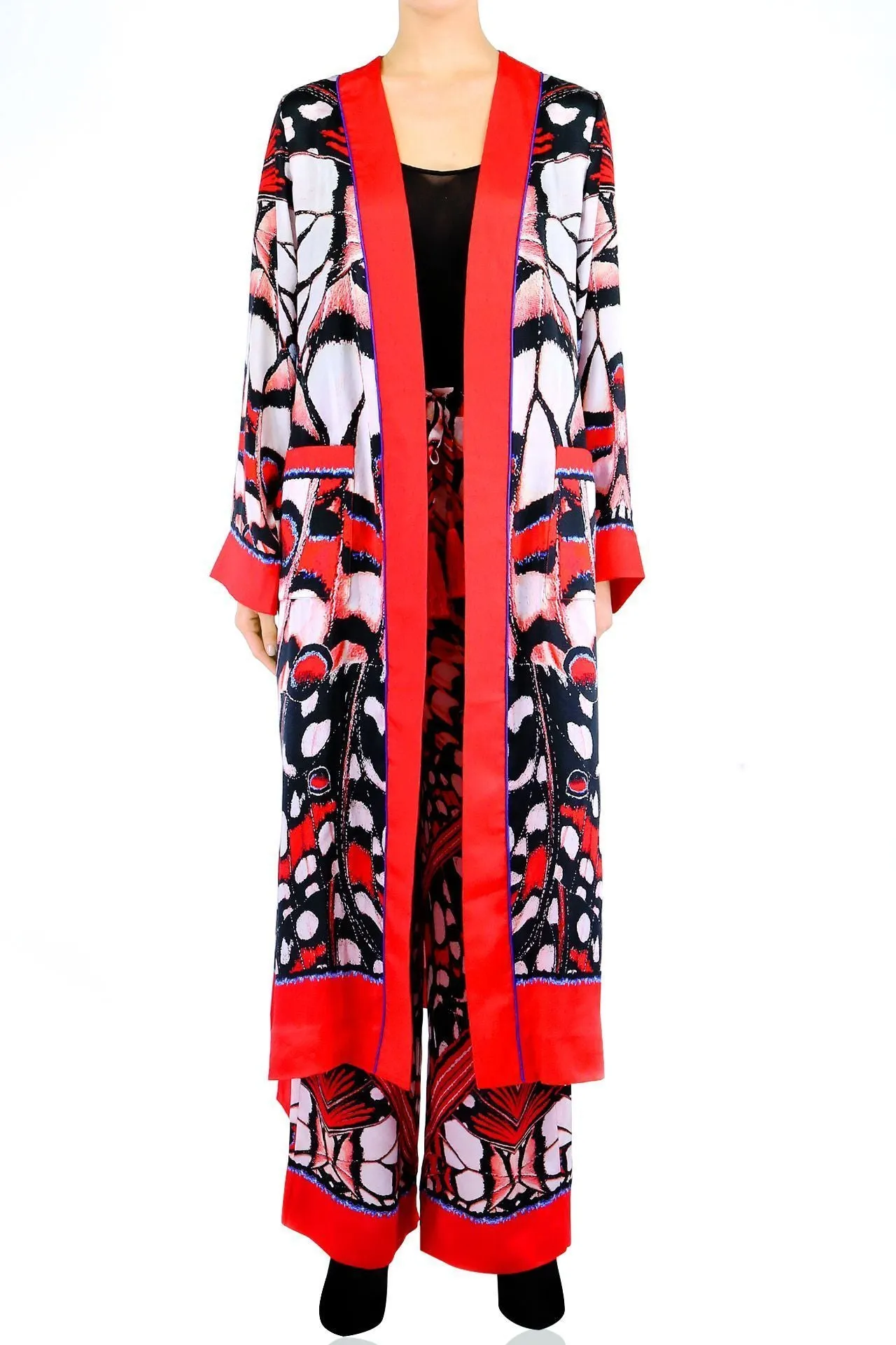 Annabella Butterfly Print Handkerchief-Hem Pants