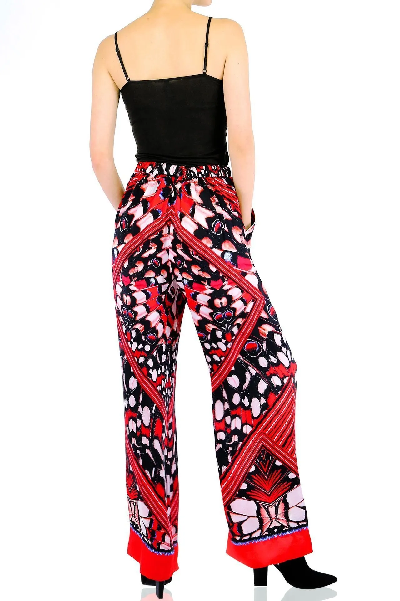 Annabella Butterfly Print Handkerchief-Hem Pants