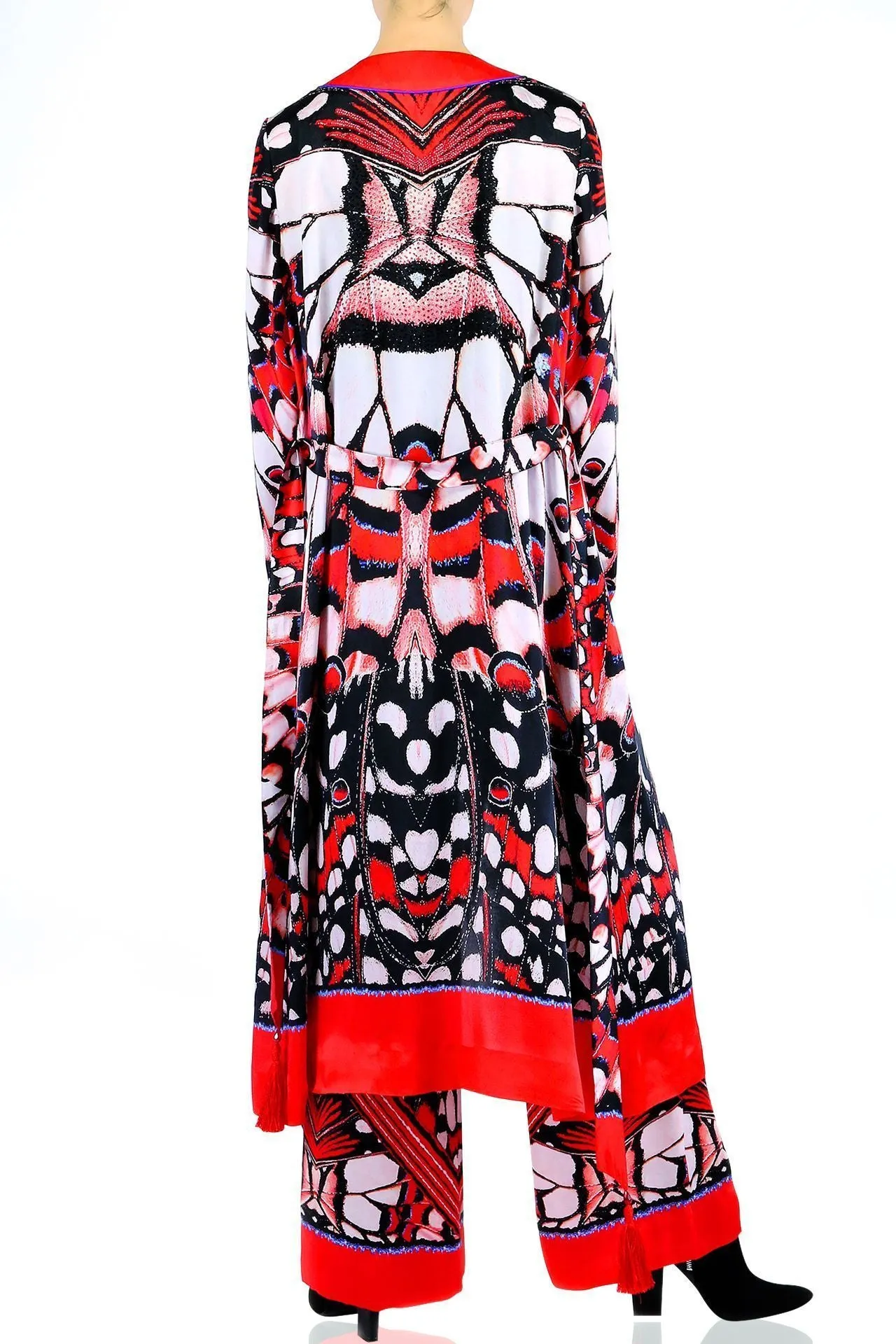Annabella Butterfly Print Handkerchief-Hem Pants