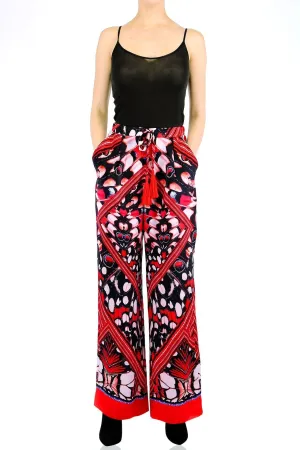 Annabella Butterfly Print Handkerchief-Hem Pants