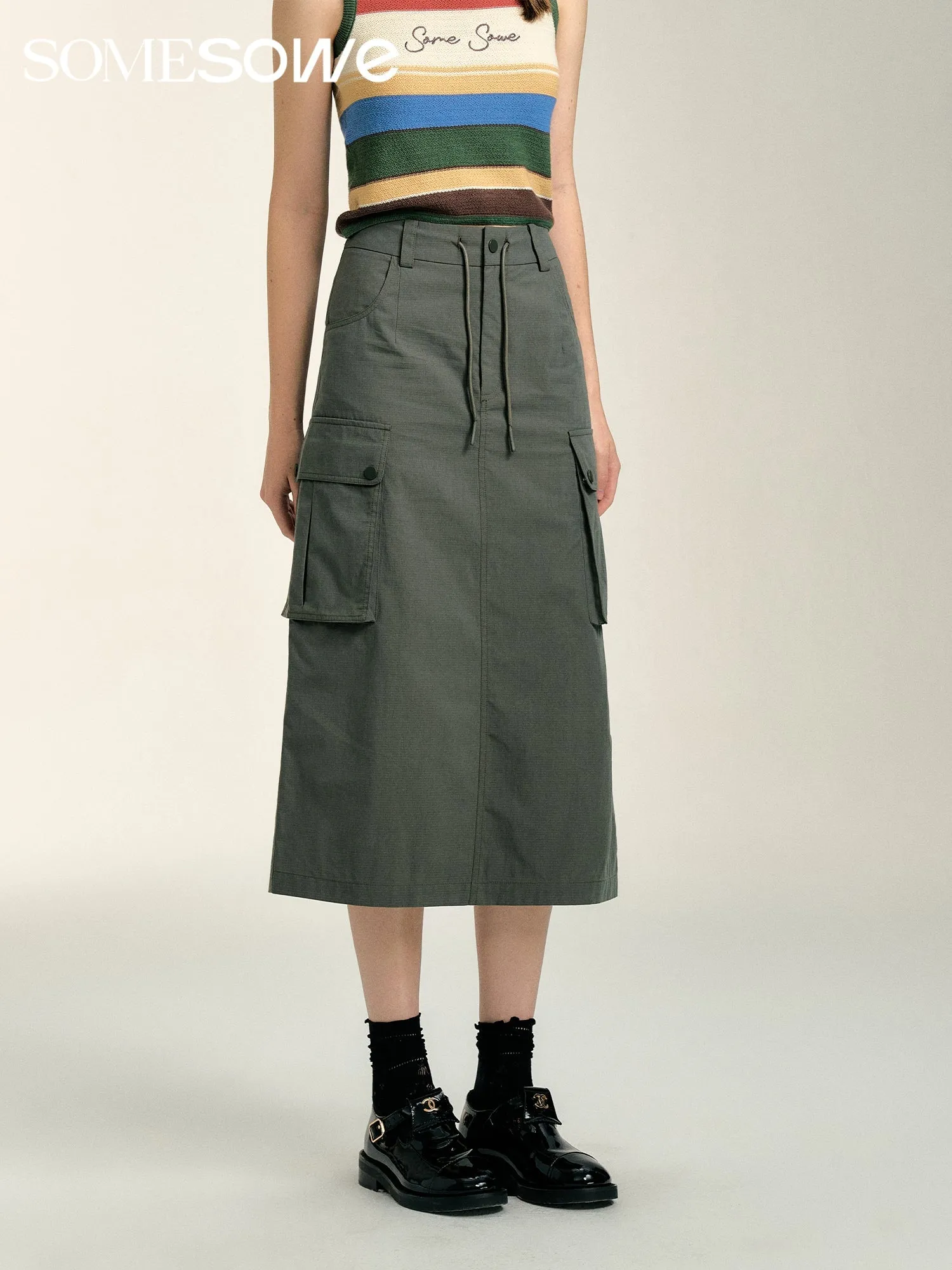 Army Green Cargo Skirt