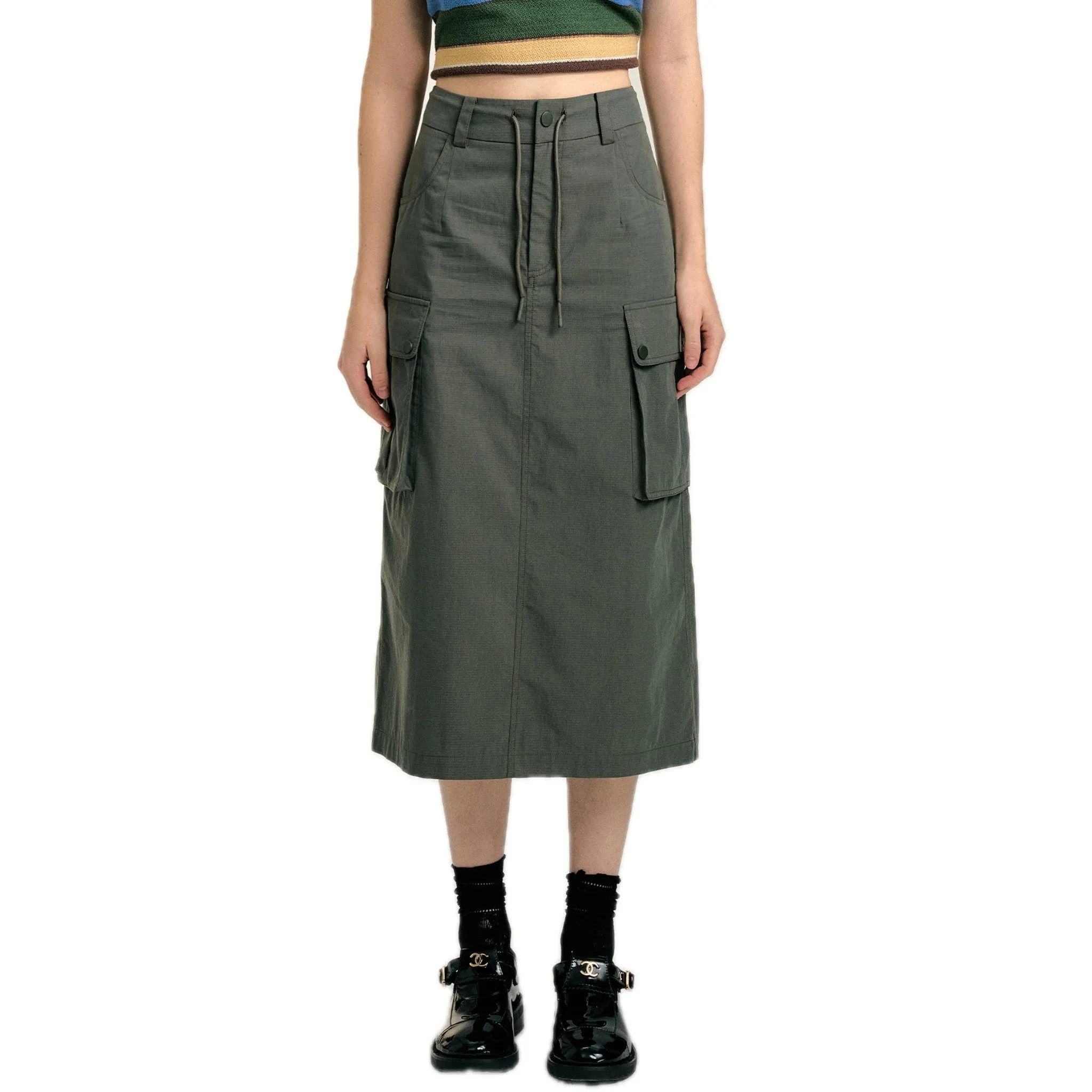 Army Green Cargo Skirt