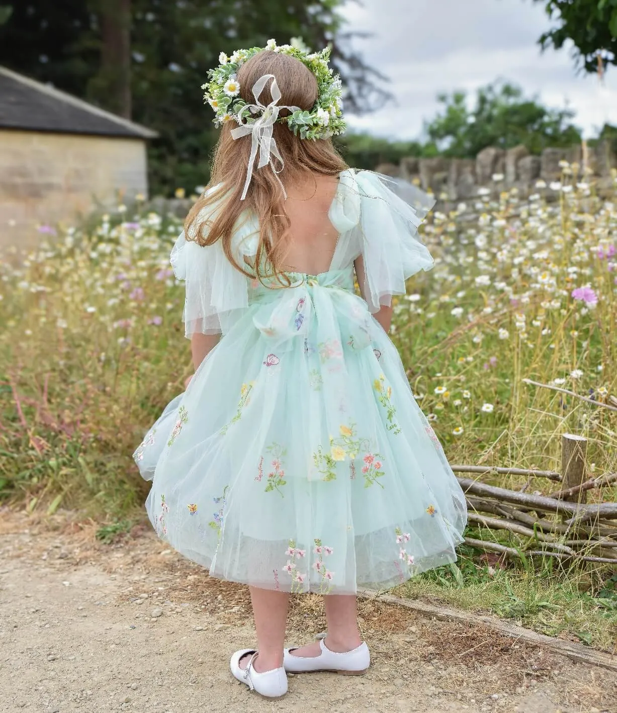 Baby Enchanted Angel Dress - Embroidered Mint