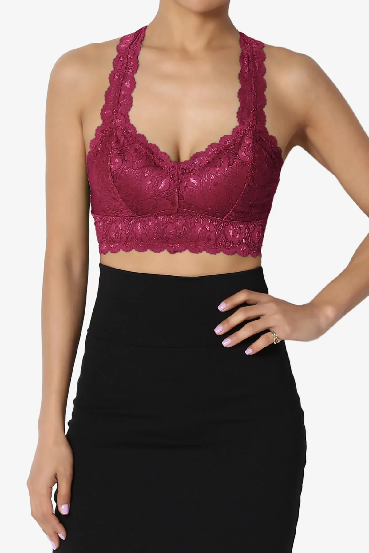 Baja Padded Lace Crop Tank Top