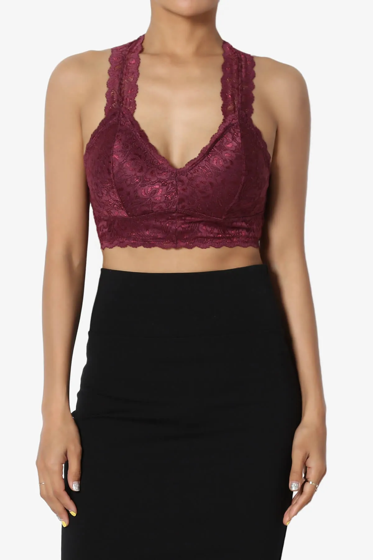 Baja Padded Lace Crop Tank Top