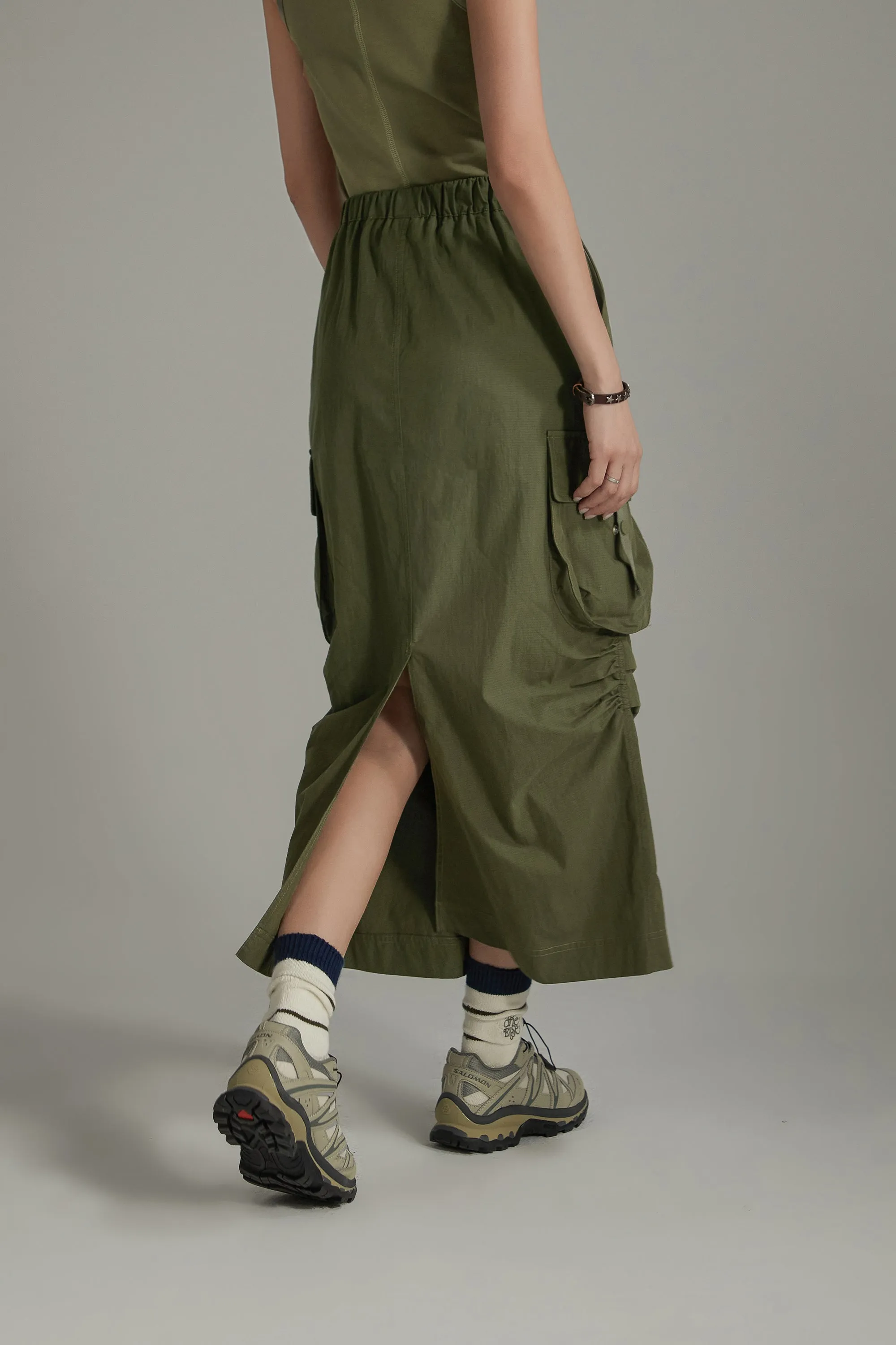 Banded Cargo Maxi Skirt