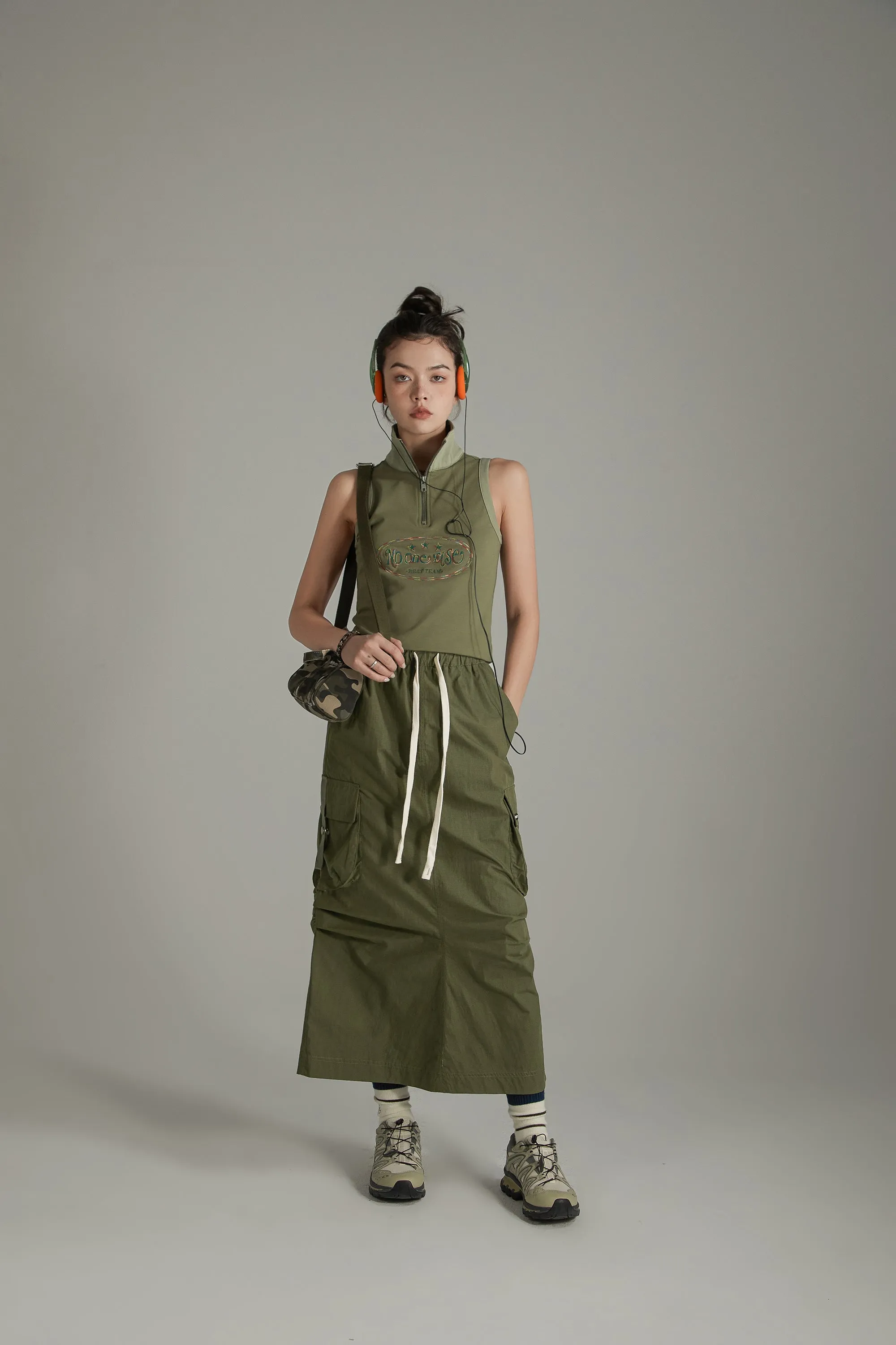 Banded Cargo Maxi Skirt