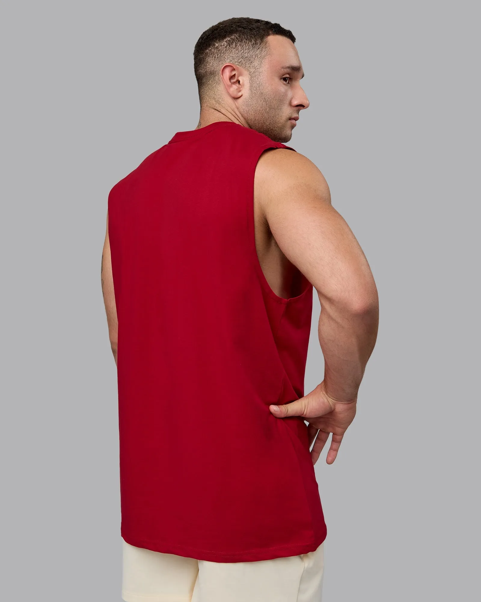 Base FLXCotton Tank - Cherry Red-Ivory