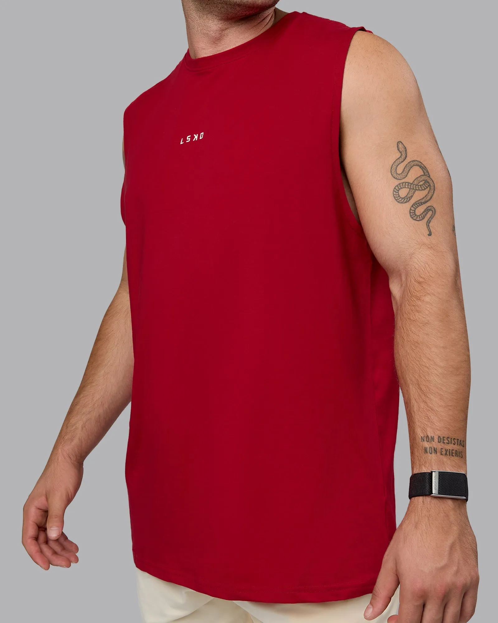Base FLXCotton Tank - Cherry Red-Ivory