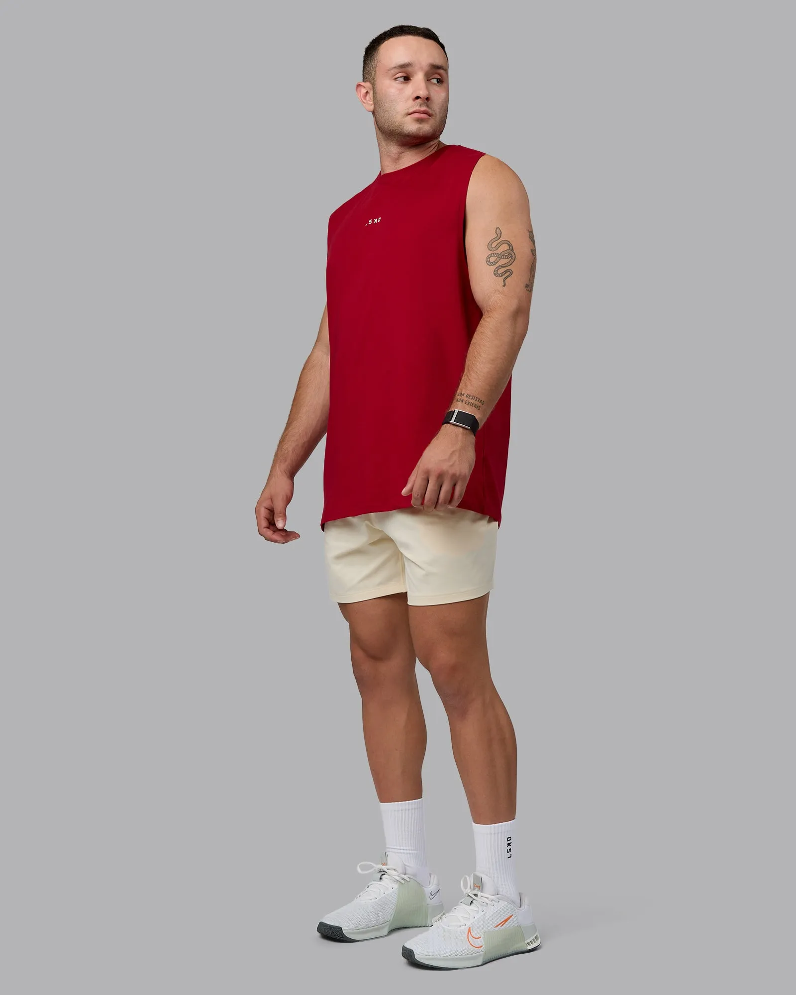 Base FLXCotton Tank - Cherry Red-Ivory