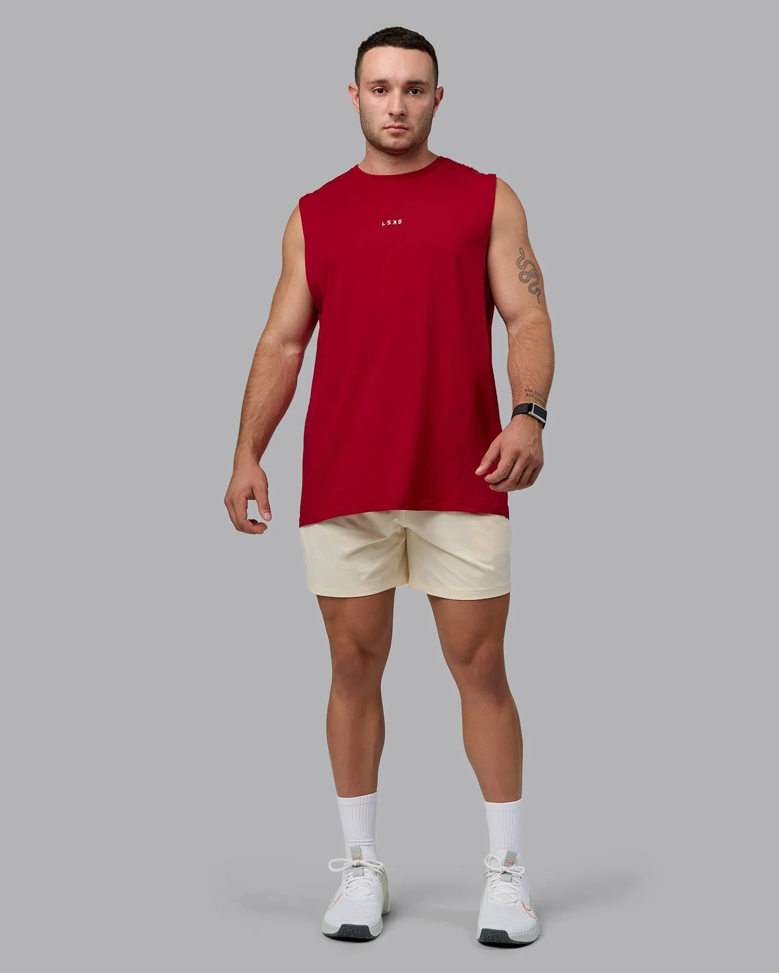 Base FLXCotton Tank - Cherry Red-Ivory