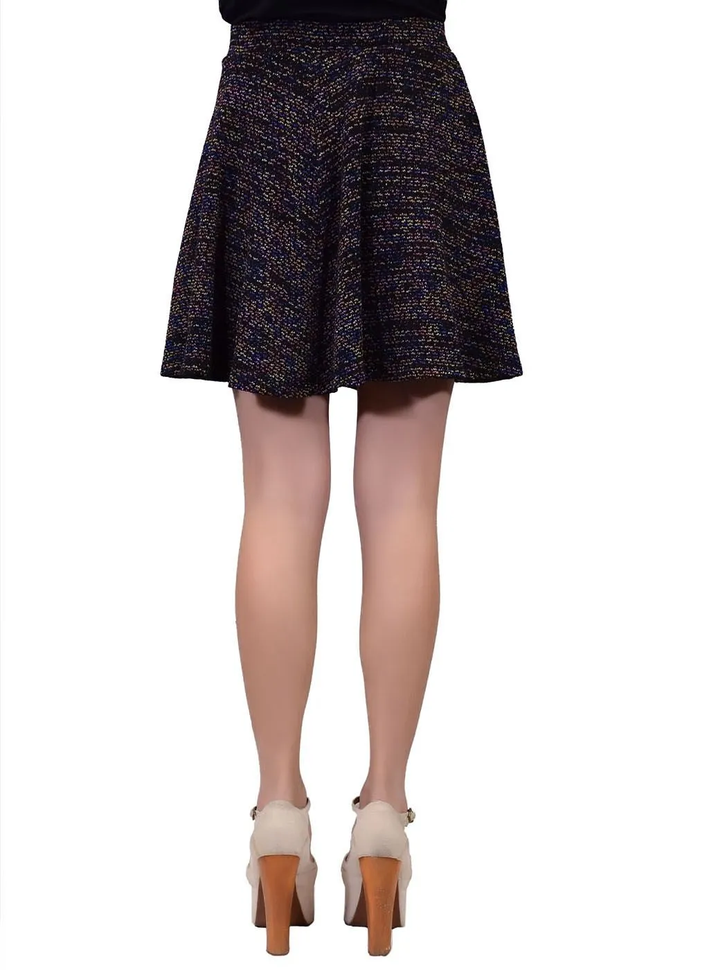 Basil And Lola Cute And Girly Black Multicolored Speckled Skater Style Skirt