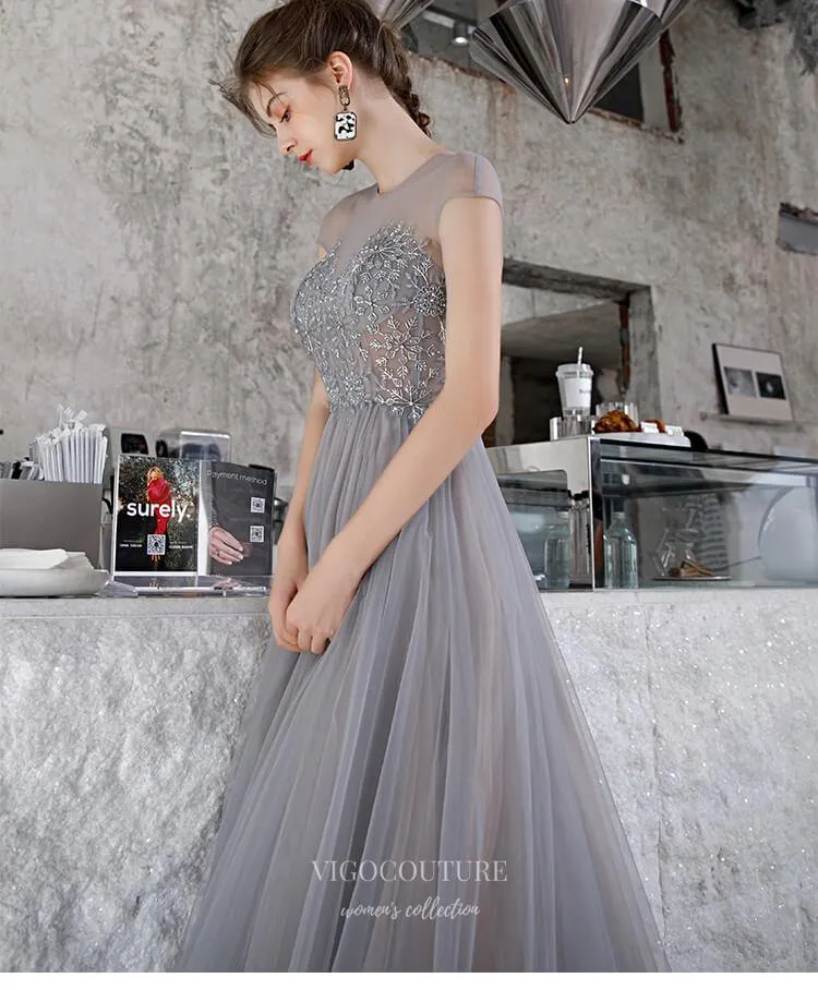 Beaded Cap Sleeve Prom Dress 20227
