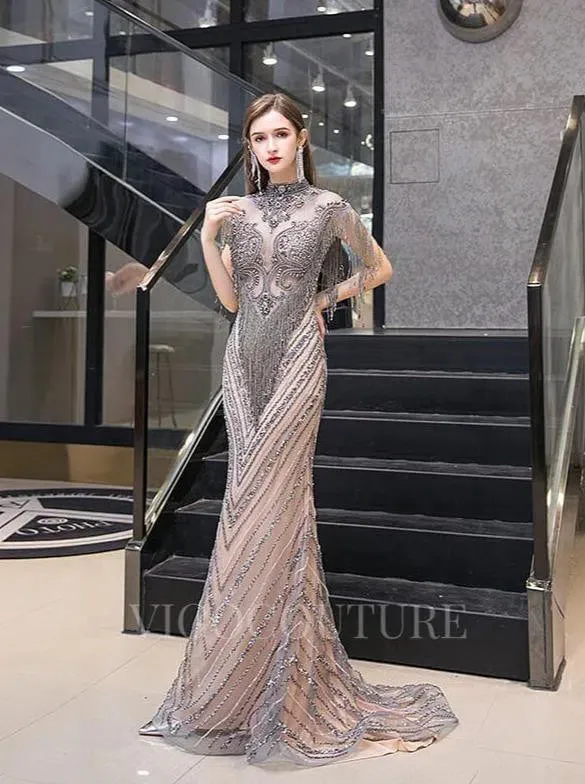 Beaded Prom Dresses  Mermaid High Neck Evening Dresses 20103