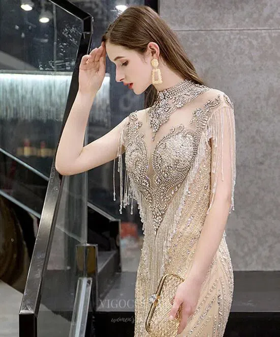 Beaded Prom Dresses  Mermaid High Neck Evening Dresses 20103