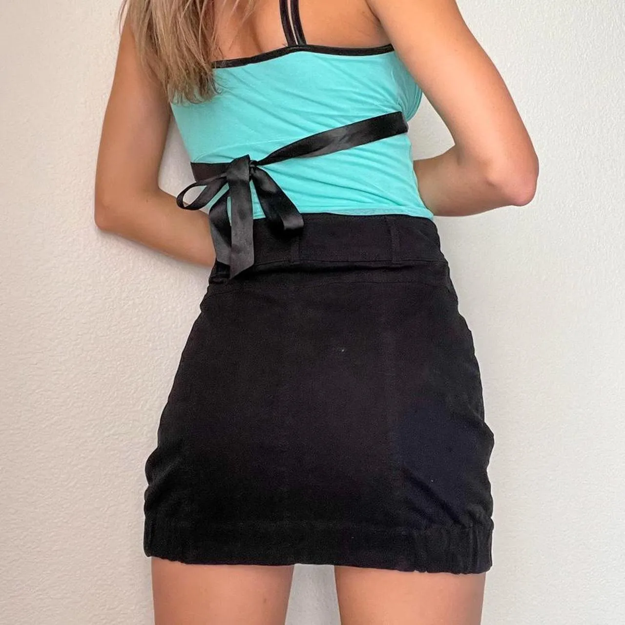 Black Cargo Mini Skirt