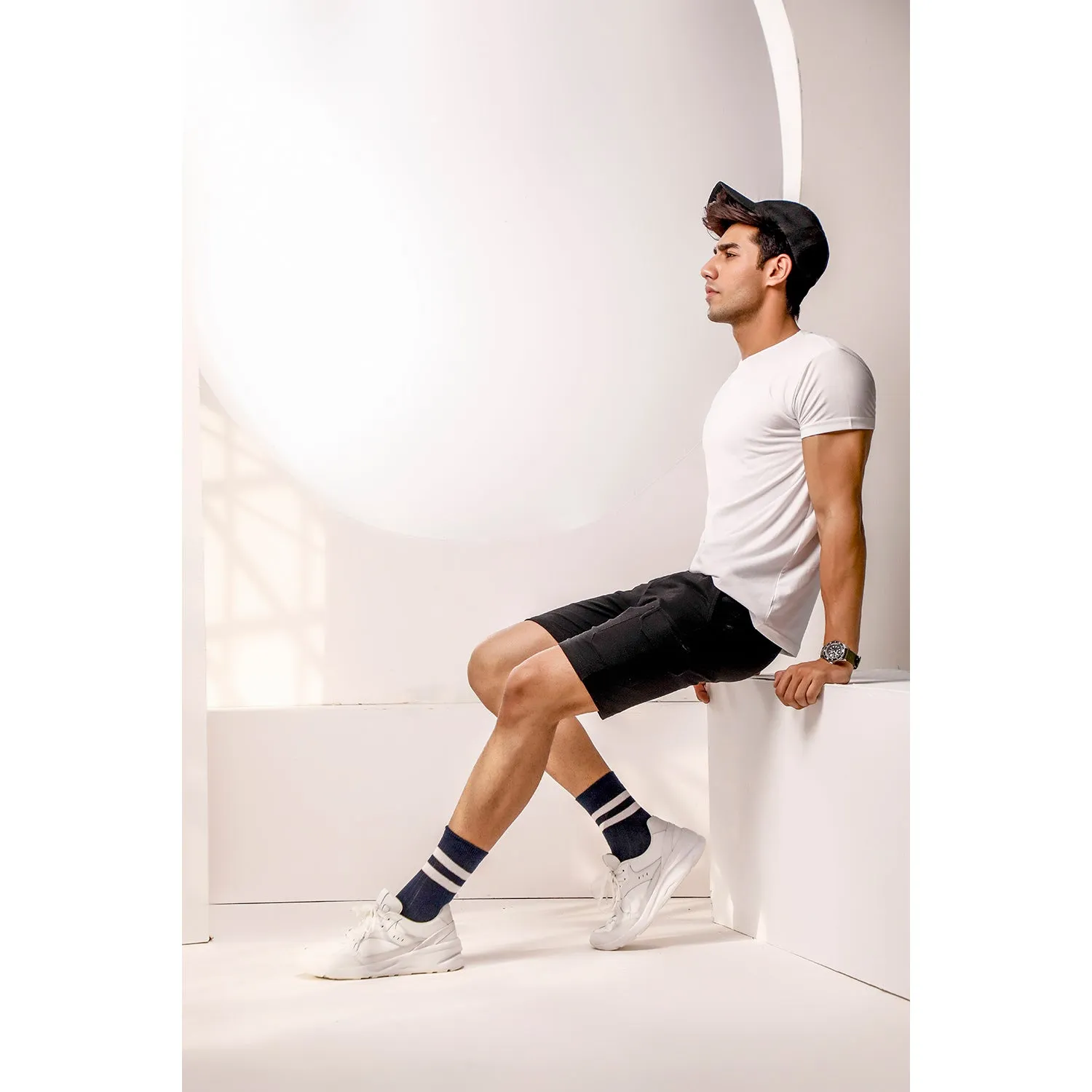 Black Sweat Shorts With Cargo Pockets