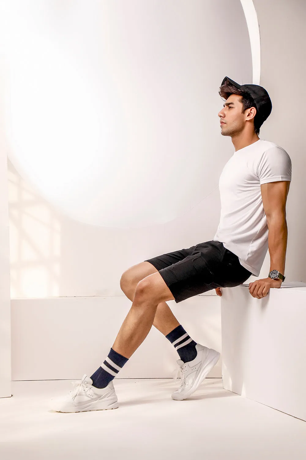 Black Sweat Shorts With Cargo Pockets