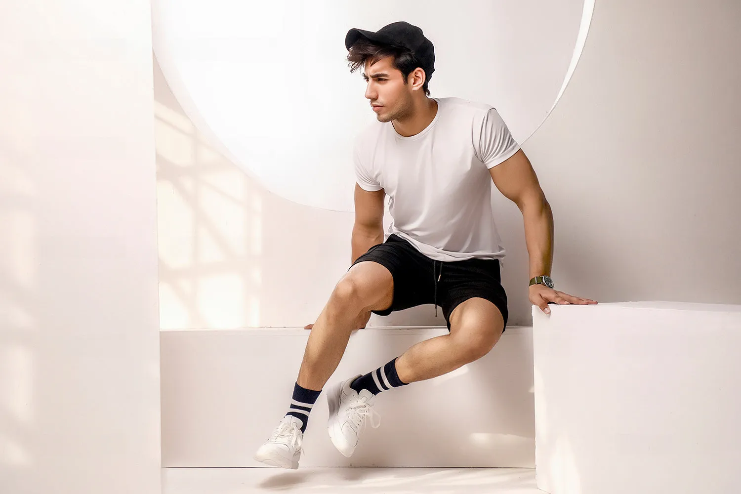 Black Sweat Shorts With Cargo Pockets
