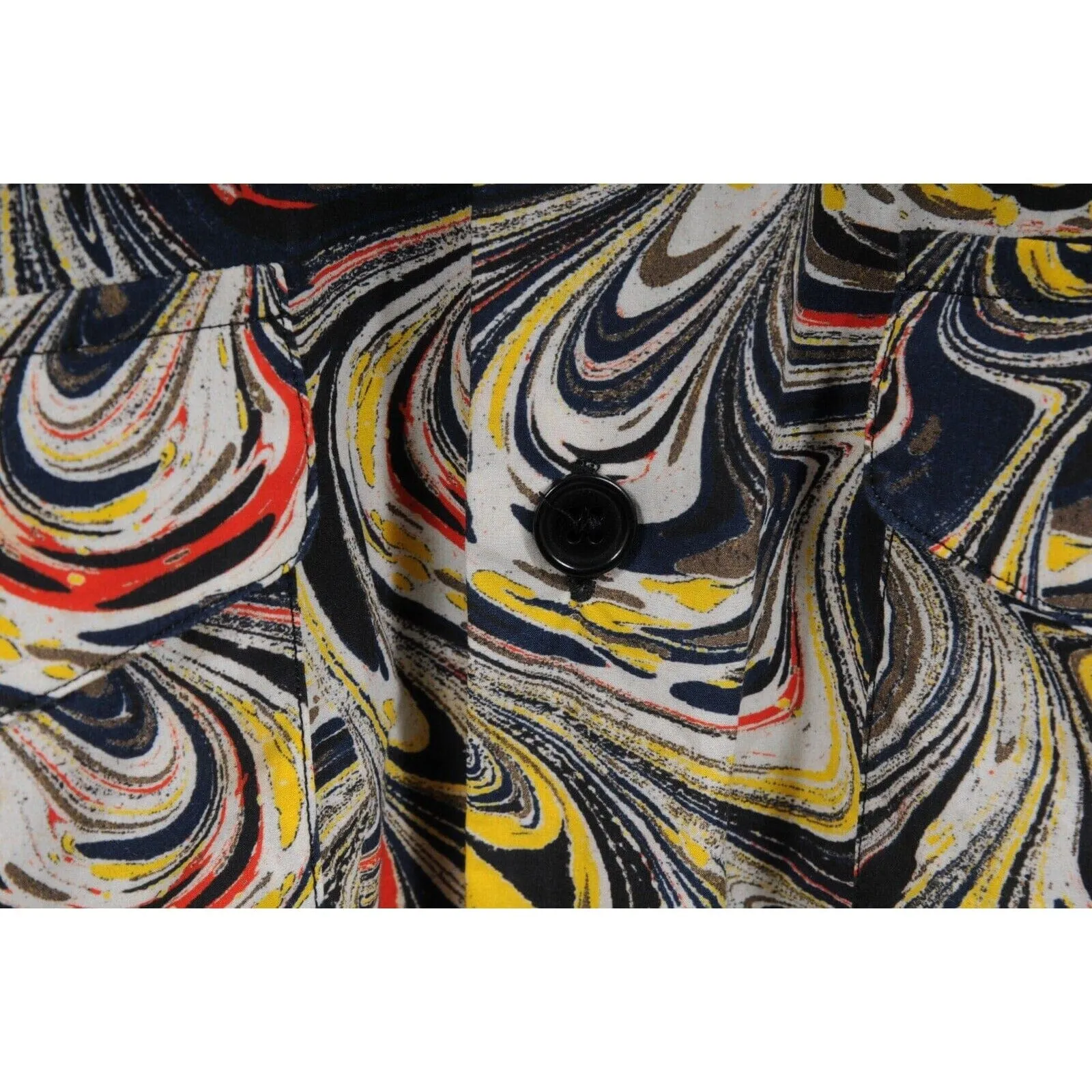 Black Tan Mosaic Abstract Painting Button Down Shirt