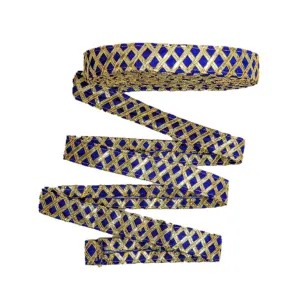 Blue Checks Gota Work Embroidered Lace