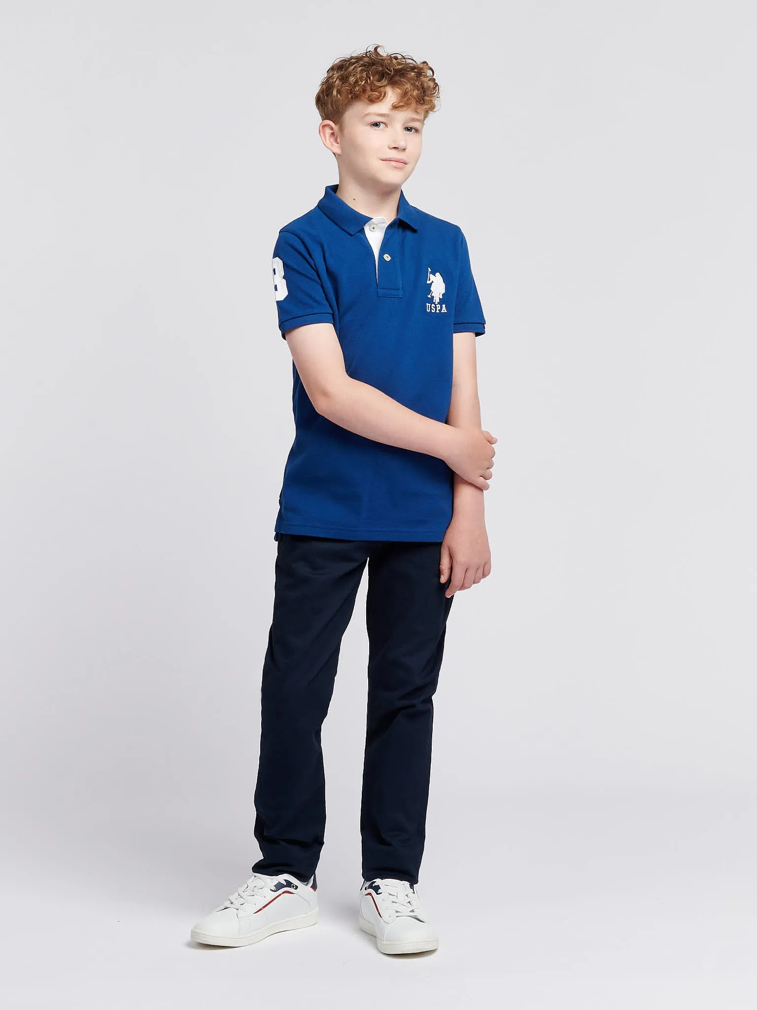 Boys Player 3 Polo Shirt in Navy Peony