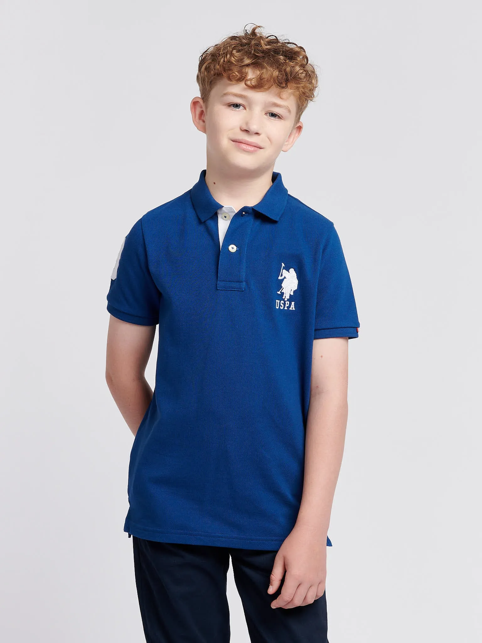 Boys Player 3 Polo Shirt in Navy Peony