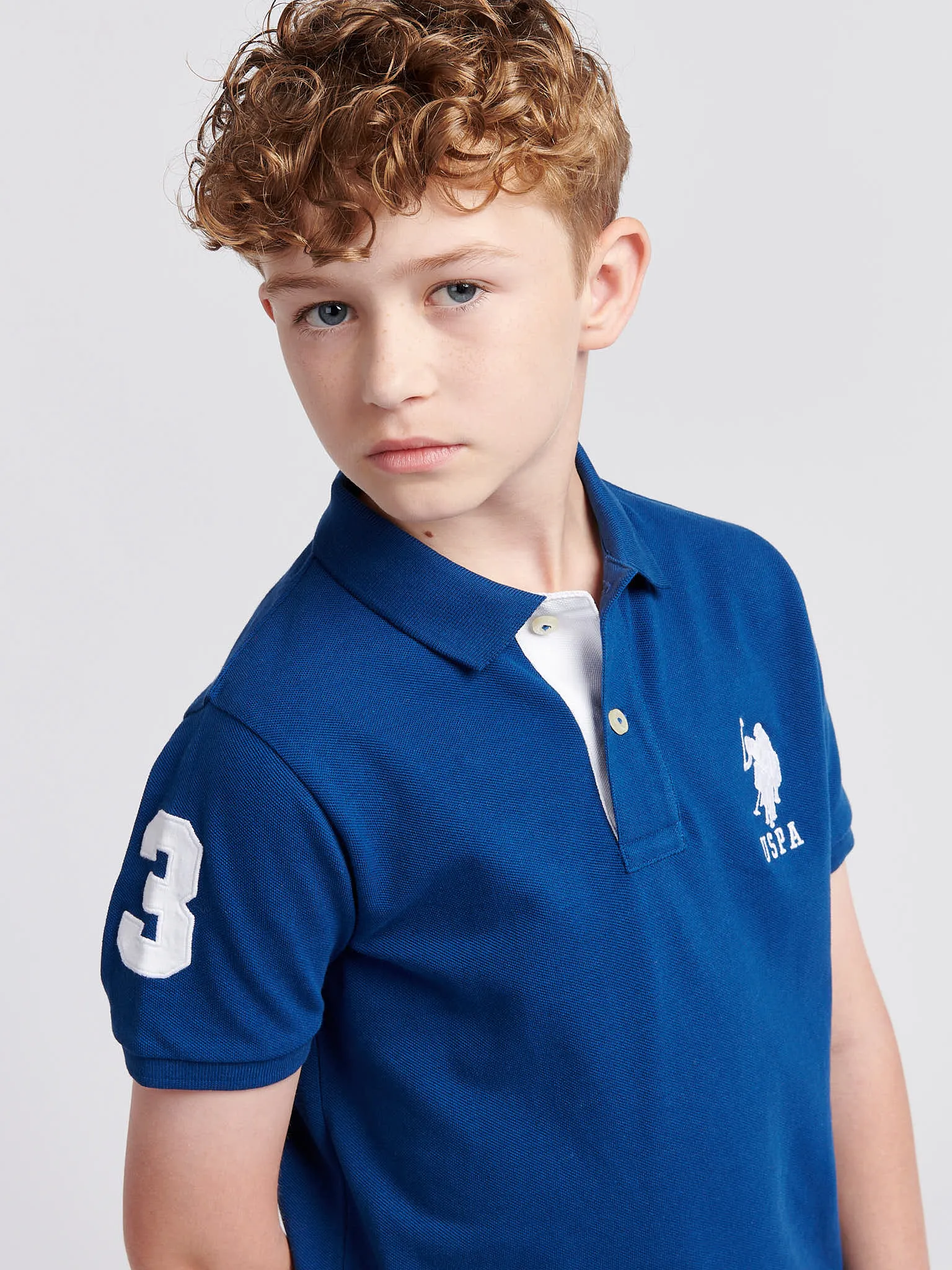 Boys Player 3 Polo Shirt in Navy Peony
