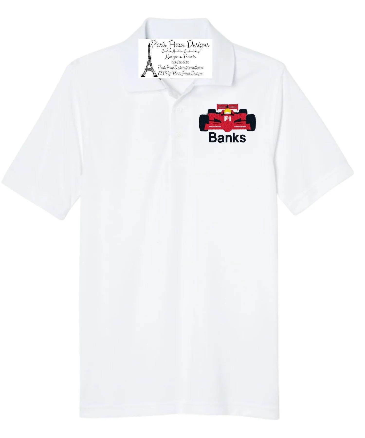 Boys Race Car Monogram Polo Design