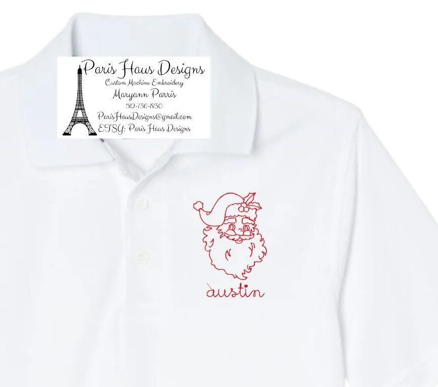 Boys Santa Monogram Polo Design