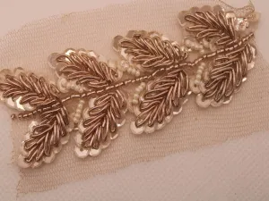 Bright Golden Sequins and Beads Work Embroidered Border