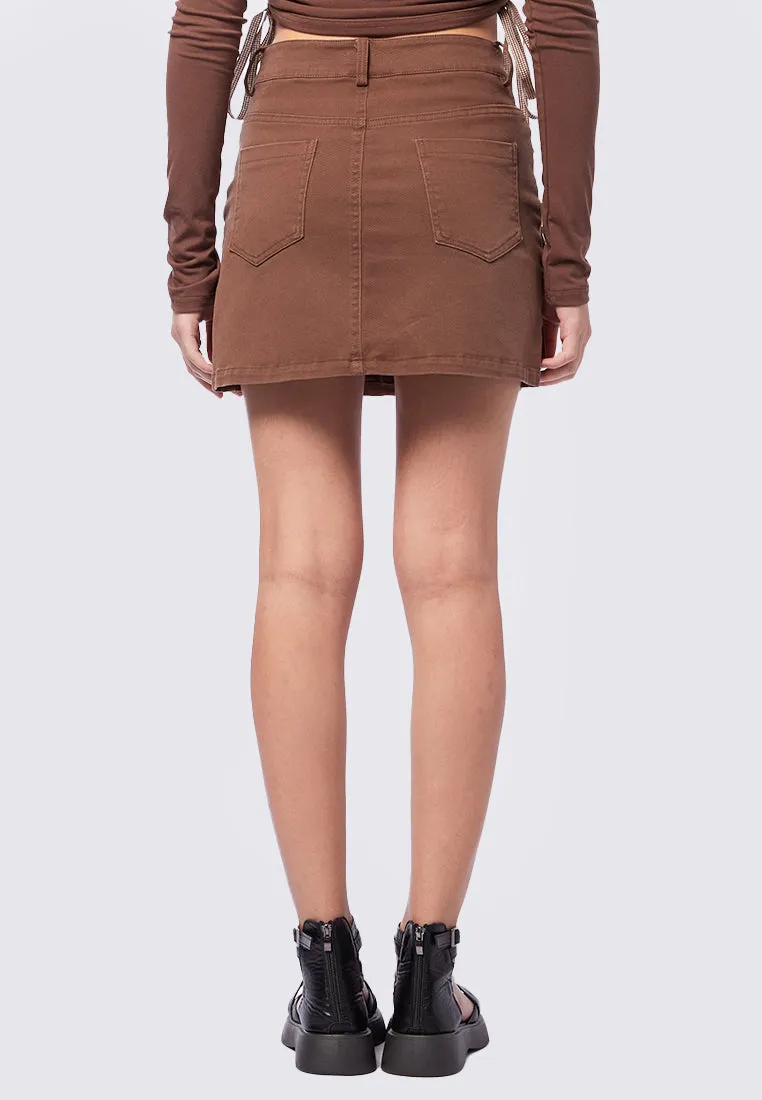 Brown Cargo Skirt
