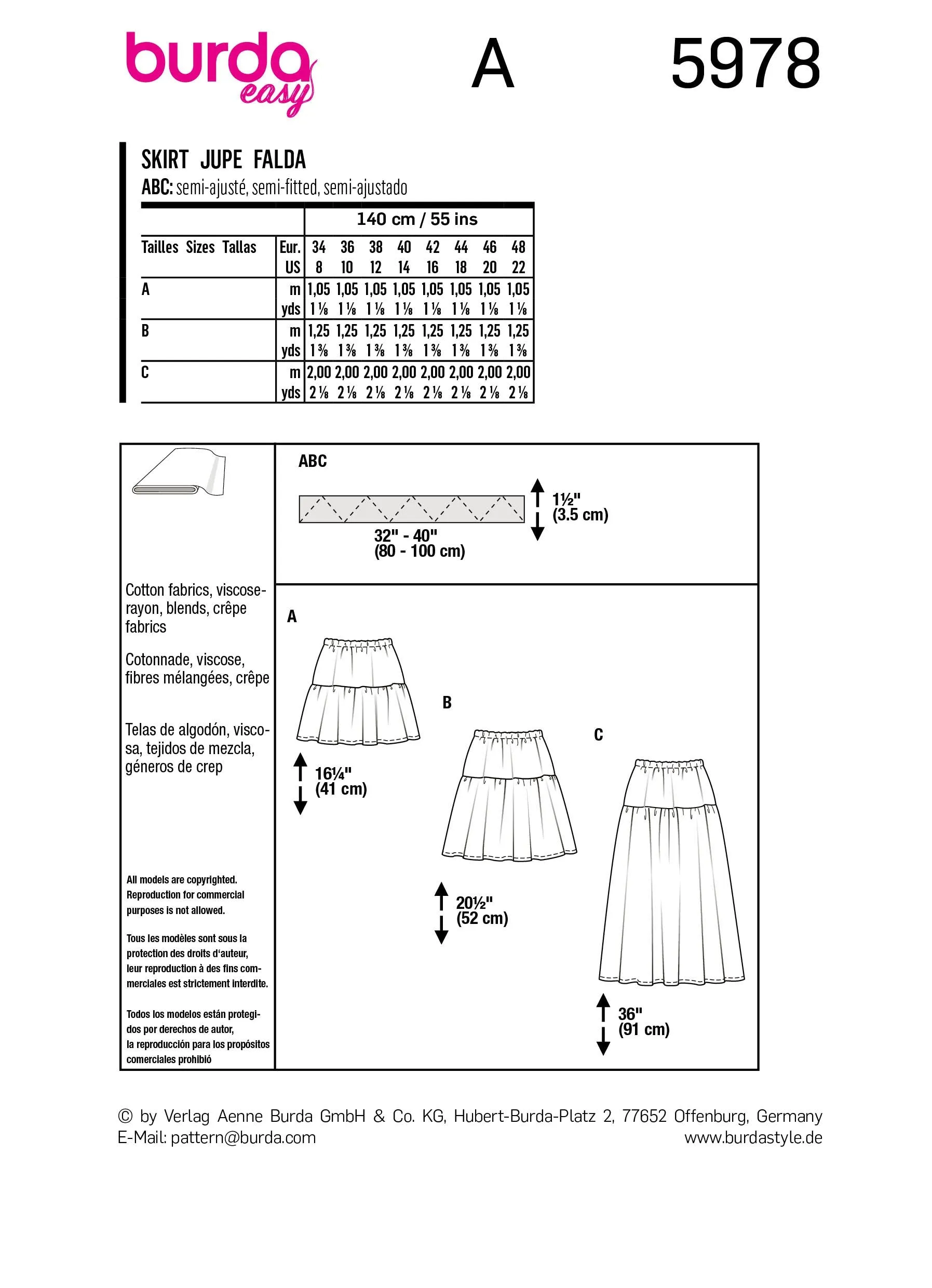 Burda - 5978  Skirt