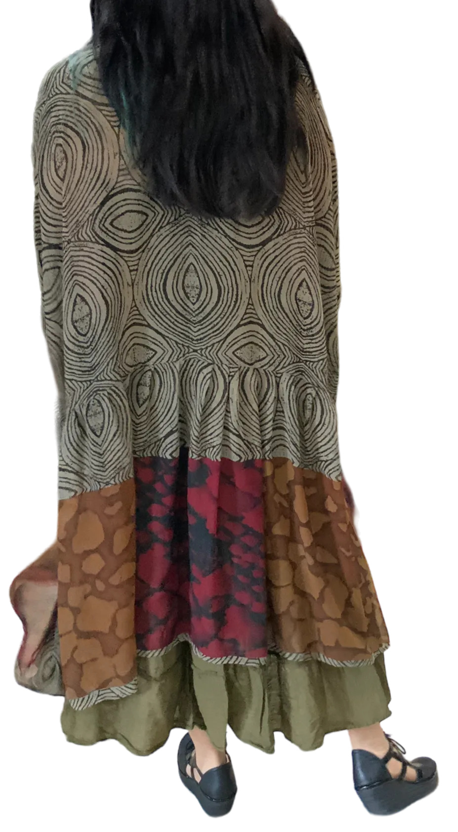 Burnt Orange Cotton Voile Tiered Skirt