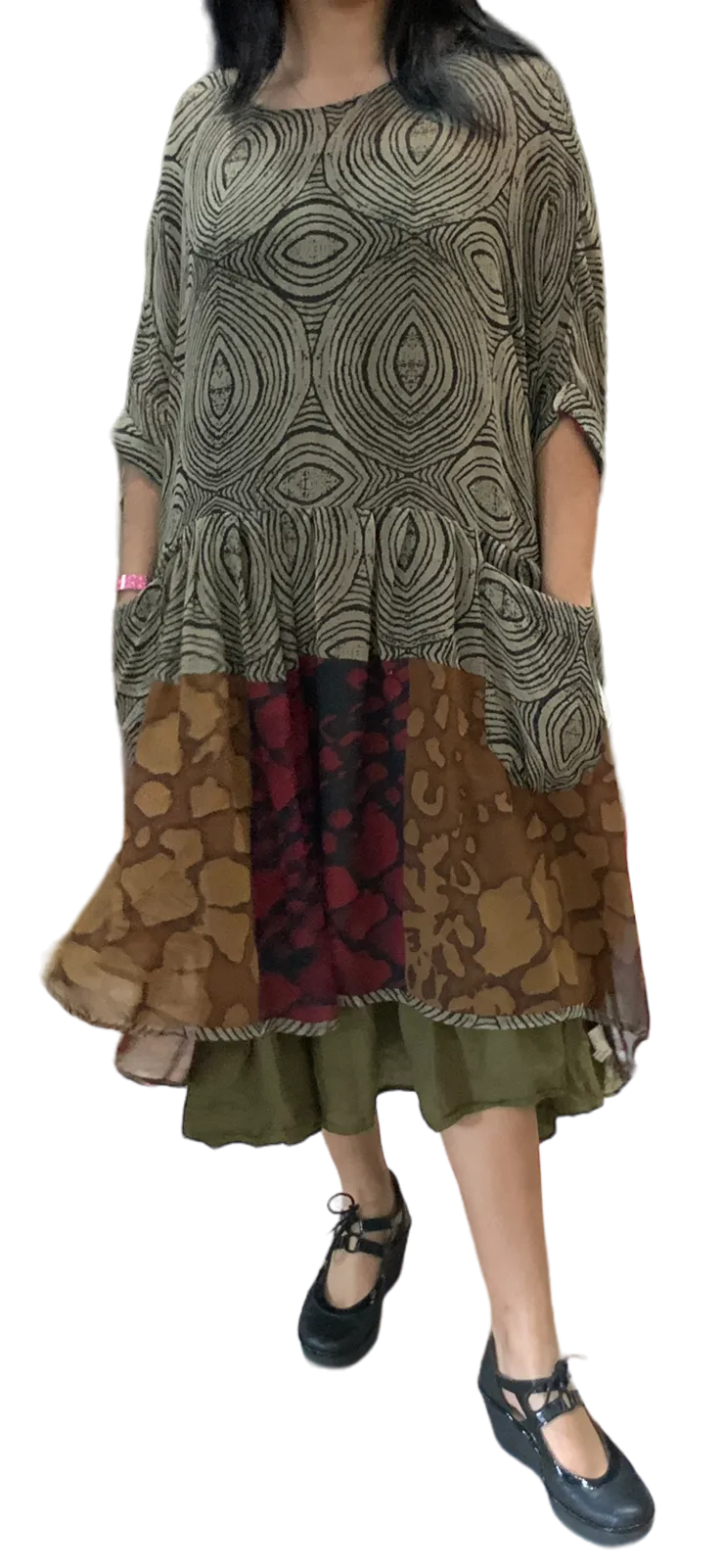 Burnt Orange Cotton Voile Tiered Skirt