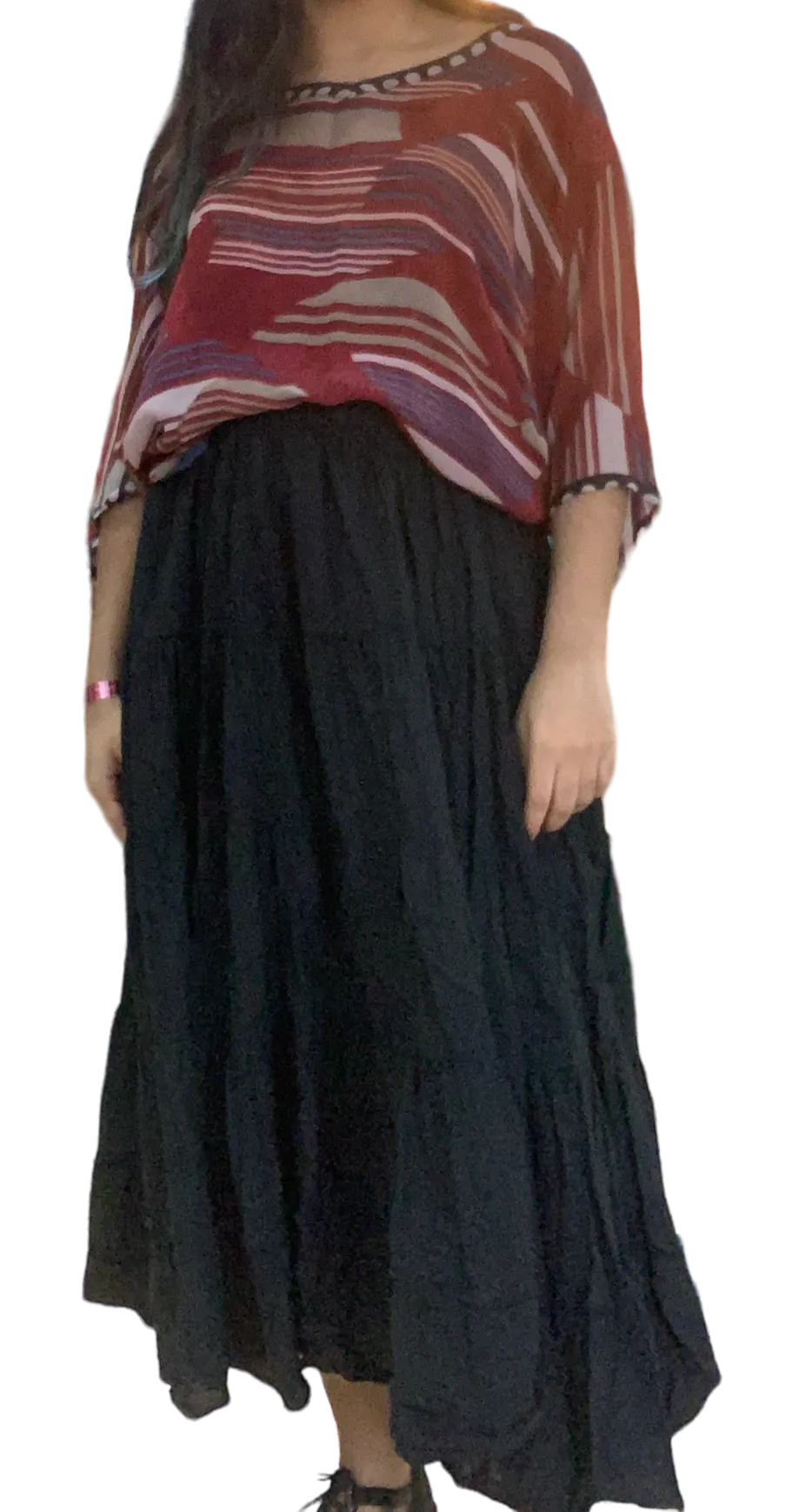 Burnt Orange Cotton Voile Tiered Skirt