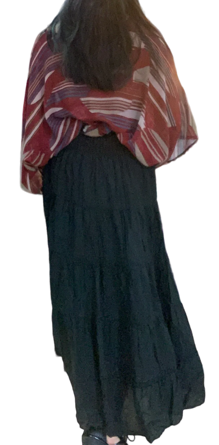 Burnt Orange Cotton Voile Tiered Skirt