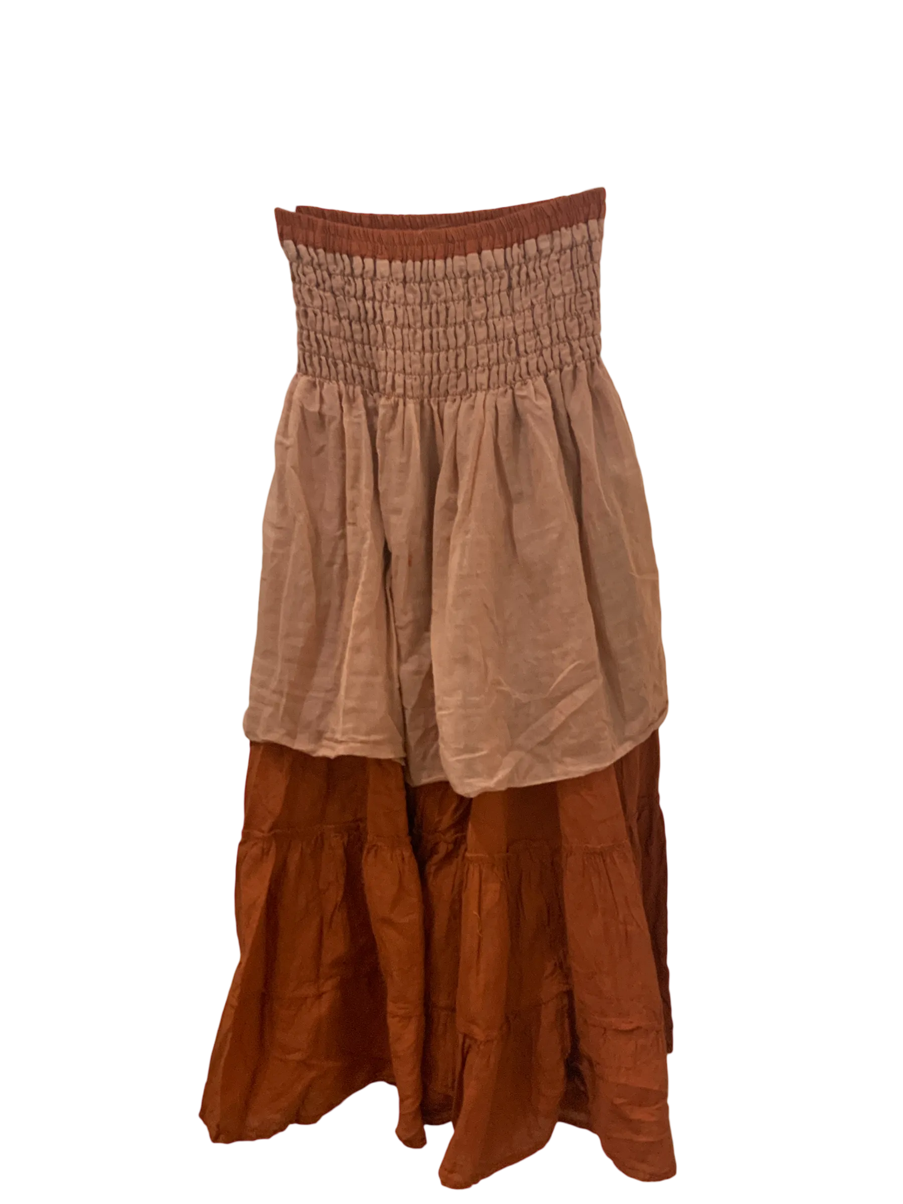 Burnt Orange Cotton Voile Tiered Skirt