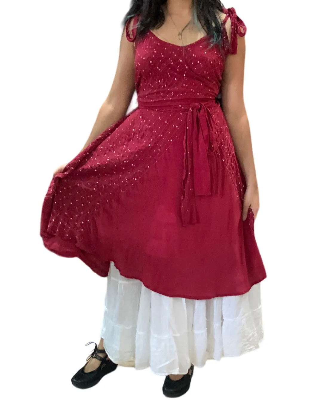 Burnt Orange Cotton Voile Tiered Skirt