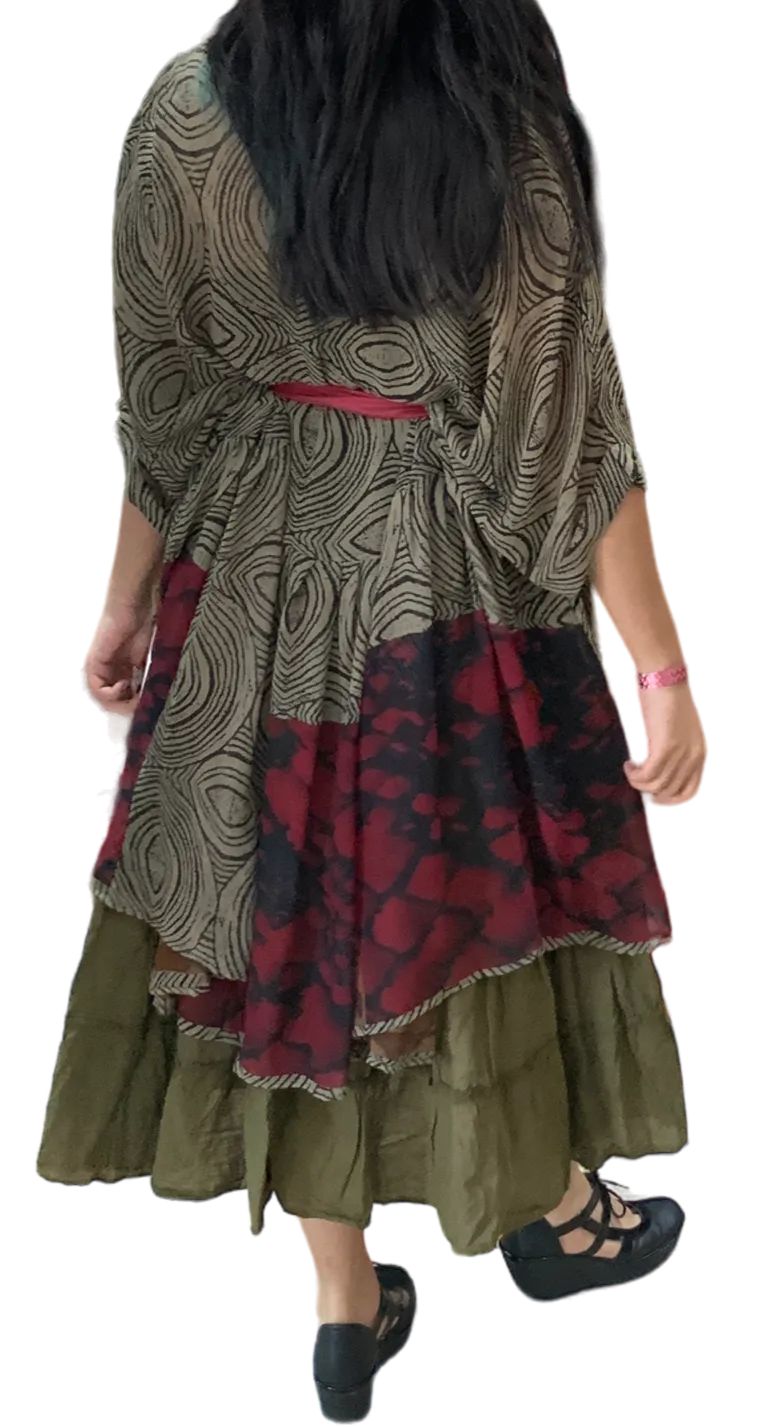 Burnt Orange Cotton Voile Tiered Skirt