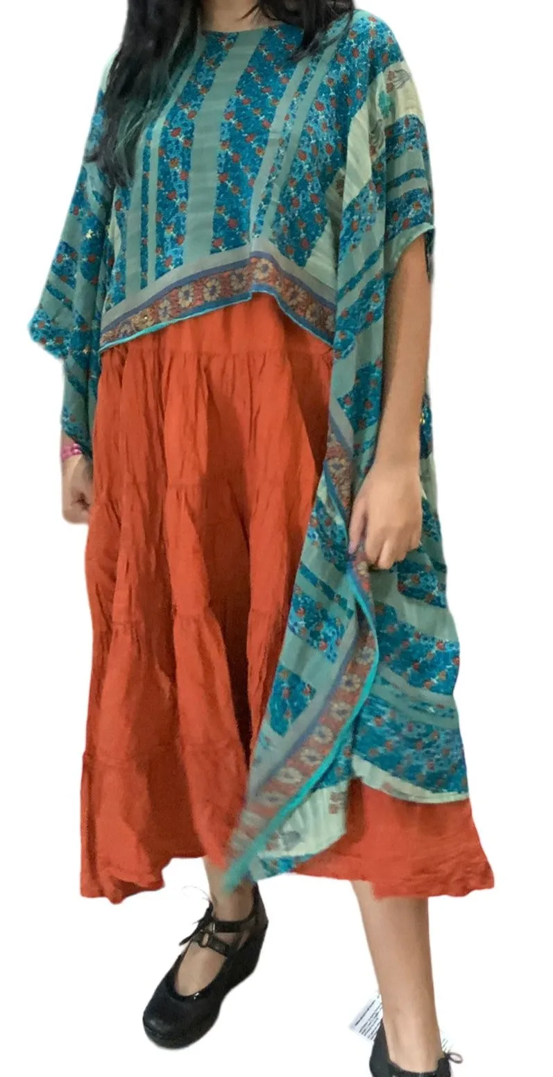 Burnt Orange Cotton Voile Tiered Skirt