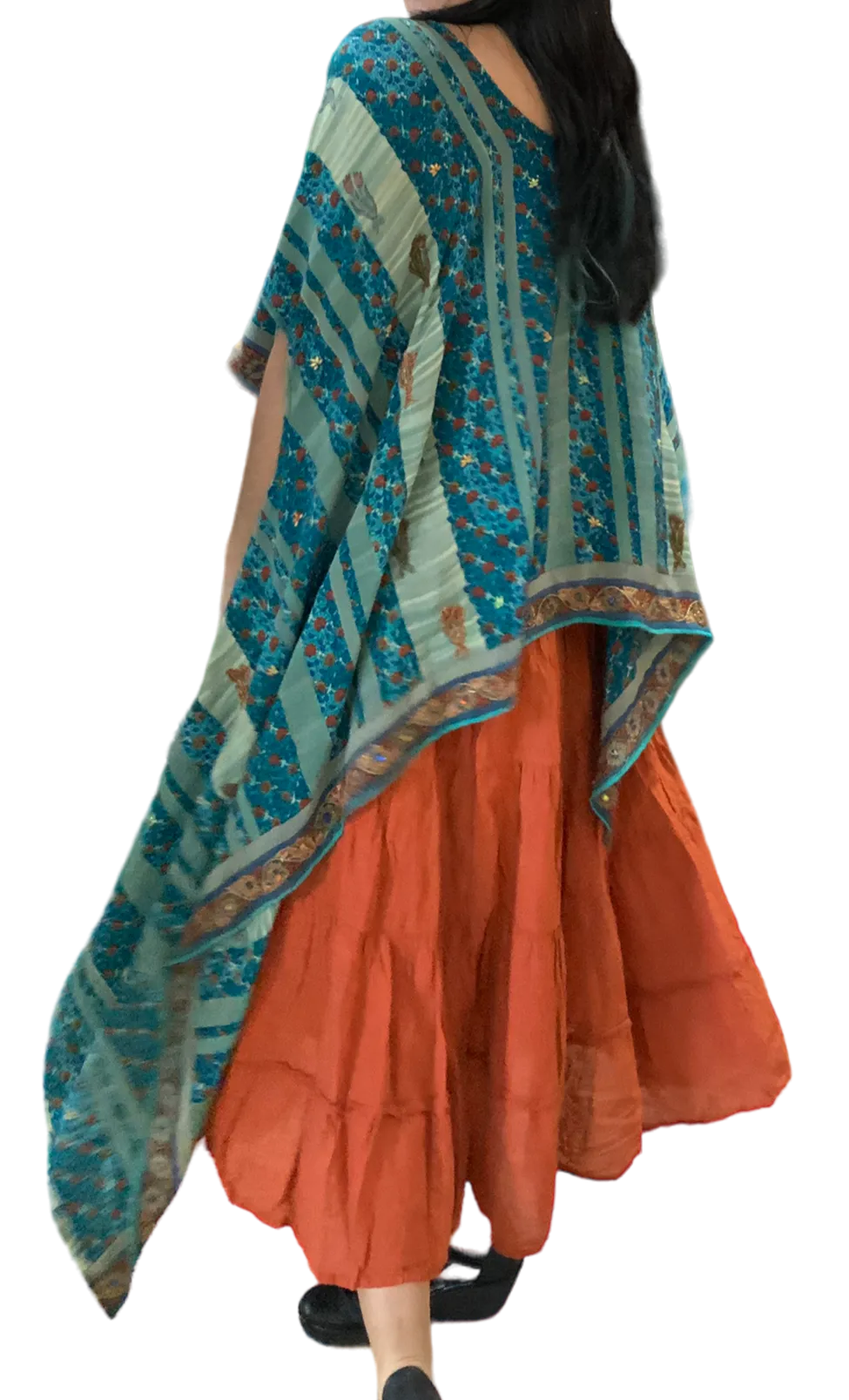 Burnt Orange Cotton Voile Tiered Skirt