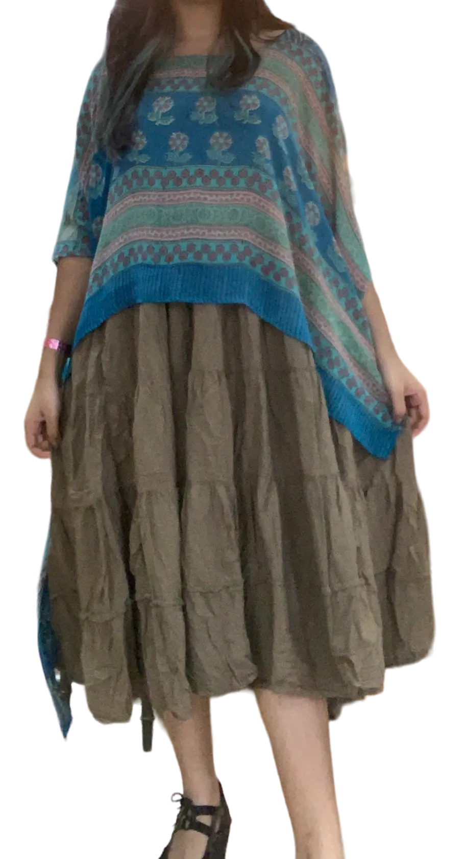 Burnt Orange Cotton Voile Tiered Skirt