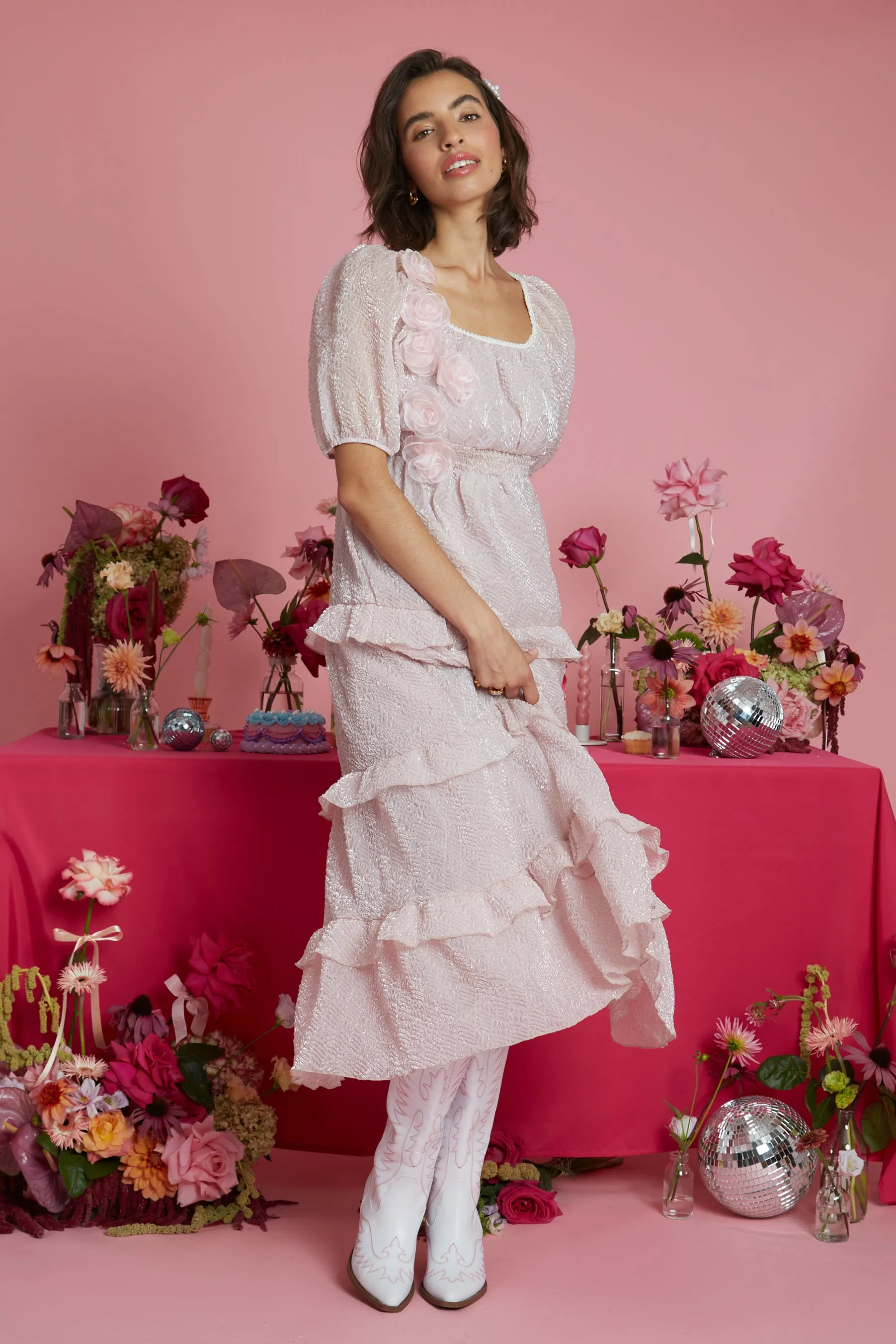 Candice Corsage Detail Tiered Midaxi  Dress